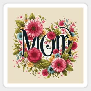 Worlds Best Mom Heart and Flowers Sticker